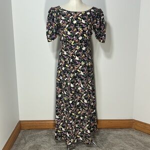 Anthropology Sanctuary V-Neck A-Line Floral Short Sleeve Maxi Dress Size 4 NWOT